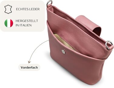Жіноча сумка через плече Brise Art ELLIE з натуральної шкіри, ручної роботи, Crossbody Bag з 6 відділеннями, Made in Italy (Колір: Старорожевий)