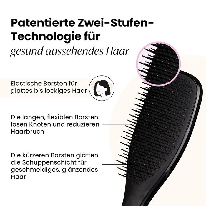 Щітка для волосся Tangle Teezer Ultimate Detangler для вологого та сухого волосся, розплутувальна щітка для всіх типів волосся, чорна