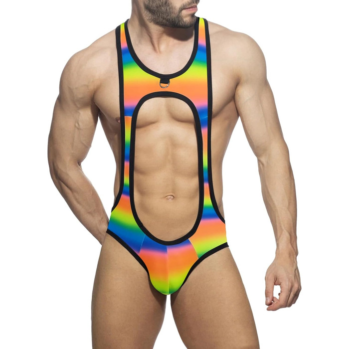 Боді для чоловіків SRZYMJ: спортивний костюм для тренувань, боксерські шорти, комплект нижньої білизни, Y-подібний відкритий спин, білий, L