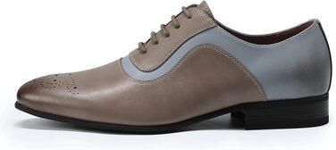 Чоловічі класичні туфлі YFFUSHI Oxford Brogues — офіційне бізнес-взуття, сіро-блакитні, розмір 40 EU