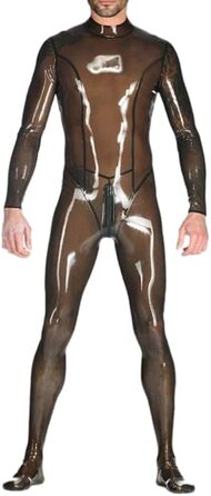 Чоловічий латексний боді з рукавами та шкарпетками, чорний, XL | Gaylop