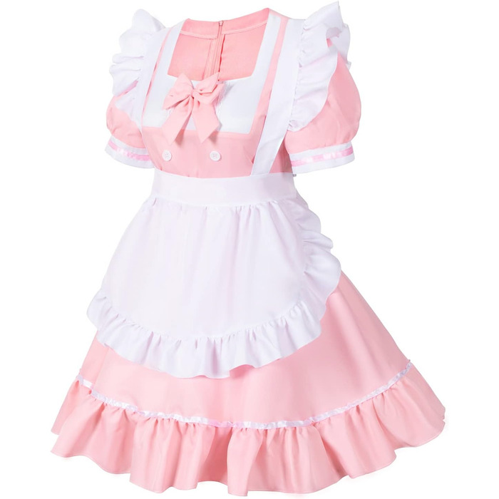 Костюм для косплею Irtysh Anime: Французька служниця з кроликом, солодкий та милий стиль Каваї, рожевий комплект з вушками, рукавичками та шкарпетками (XXL)