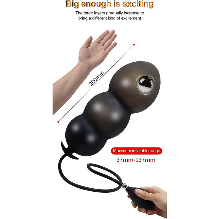 Надувний анальний дildo-розтягувач з підсвічуванням (чорний)