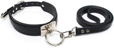 Чокер з кільцем Lalatia для жінок: шкіряний чокер, чорний колір, срібна фурнітура