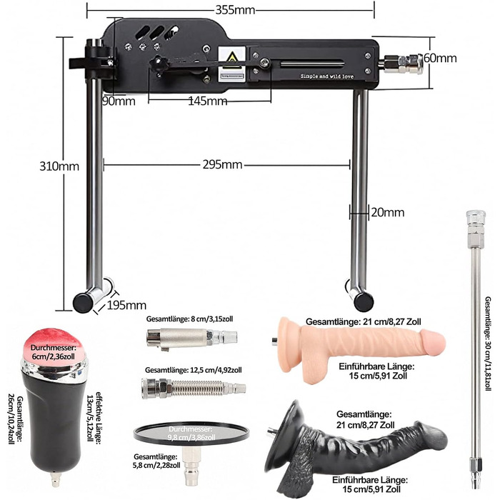 Металева секс-машина Fredorch Big Dildo з VAC-U-Lock, для чоловіків, жінок та пар, тиха робота