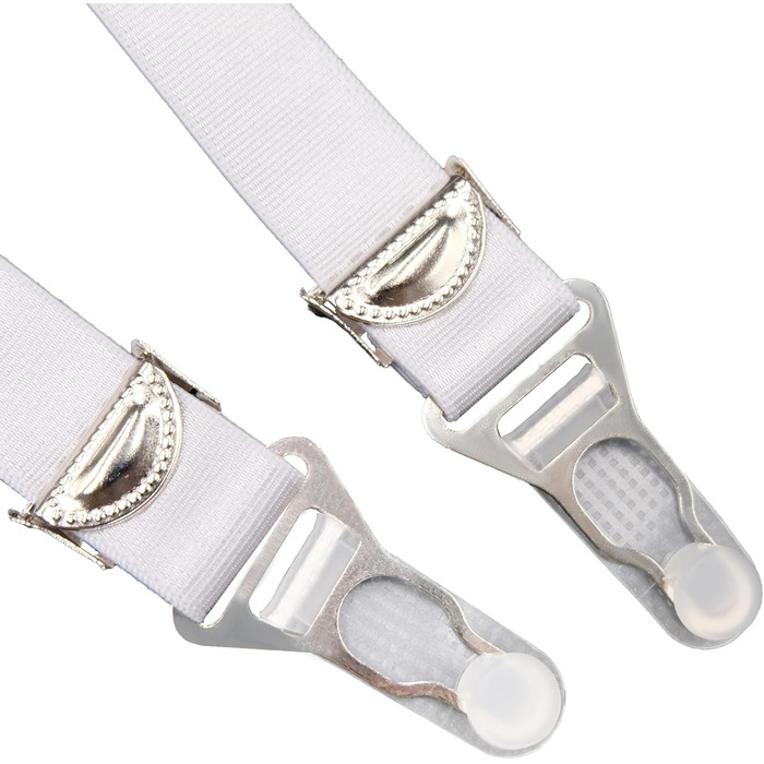 Вінтажний пояс Luxallacki з 6 ремінцями, металевою застібкою, гладким атласом та квітковою мереживом, елегантний британський пояс для панчіх (Білий, 46)