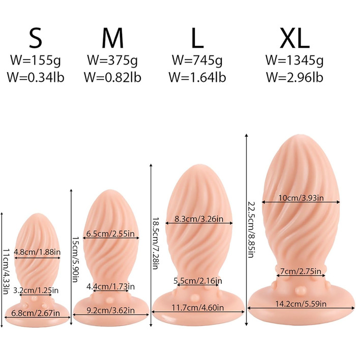 Анальний вібратор AMZABEE з спіральною масажною текстурою 