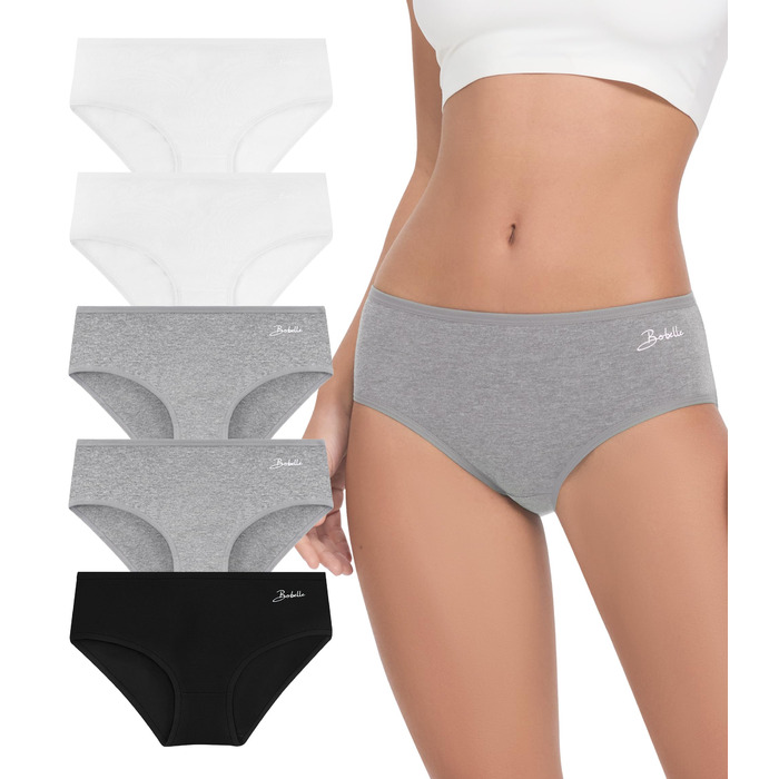 Бобель Женские трусы-слипы 5 шт. в упаковке, хлопковые, дышащие, мягкие, эластичные (S-XXL) (L, Multicolor06)