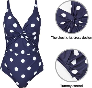 Купальник жіночий Badeanzug, суцільний з V-подібним вирізом, push-up, з рюшами, для корекції фігури, великі розміри (46, PP)