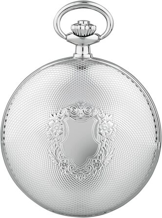Чоловічий кишеньковий годинник Hermann Jäckle Tübingen Quartz сріблястий, 50 мм, з календарем та ланцюжком