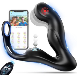 Анальний вібратор з силікону 3 в 1 з кільцем для пениса та пультом керування, масажер простати, для чоловіків та пар