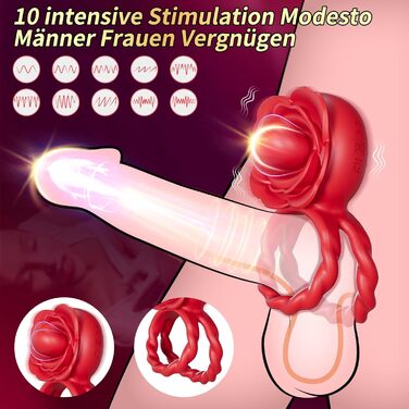 Кільце для пеніса з вібрацією для пар - сексуальні іграшки для дорослих, стимулятор G-точки, 10 режимів вібрації
