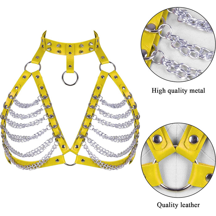 PETMHS Корсет з шкіри для жінок, повне покриття, шкіряний пояс, стиль панк готика (помаранчевий, жовтий)