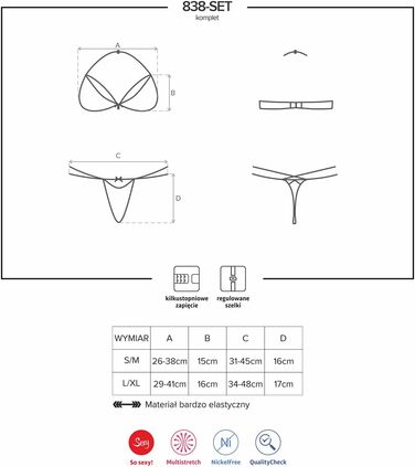 Obsessive: Комплект спідньої білизни Obsessive (Стрінг та бюстгальтер без бретелів) з глибоким вирізом, червоний, мереживний, прозорий, з бантиками, розмір S/M