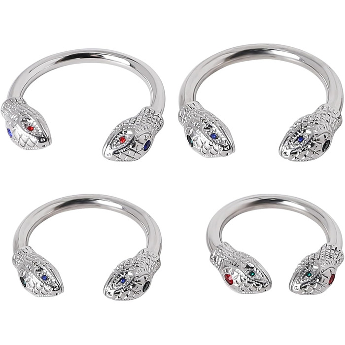 Чоловічий пеніс-кільце з двома зміїними головами, срібло, 30 мм