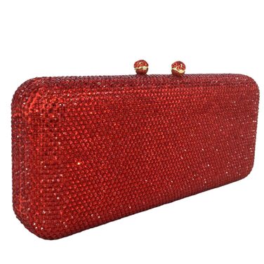 Жіночий вечірній клатч Boutique De FGG з кристалами та стразами для весіль та вечірок, міні-сумка (Червоний)