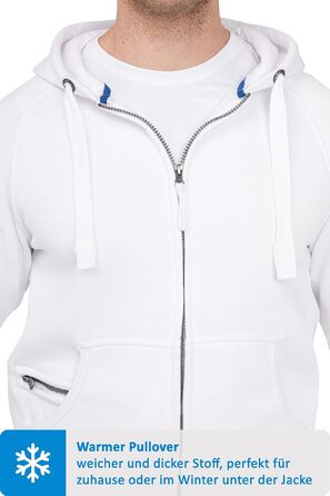 Чоловіча толстовка на блискавці з капюшоном Happy Clothing — теплий худі з флісом, бавовняна суміш, Regular Fit, білий (S-5XL)
