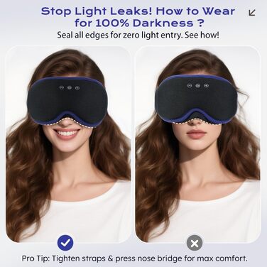 Маска для сну з Bluetooth-навушниками LC-dolida V5.4, дихаюча 3D маска для очей з мікрофоном, бавовняна мийна пов'язка для сну, подорожей та медитації (Ultramarin)