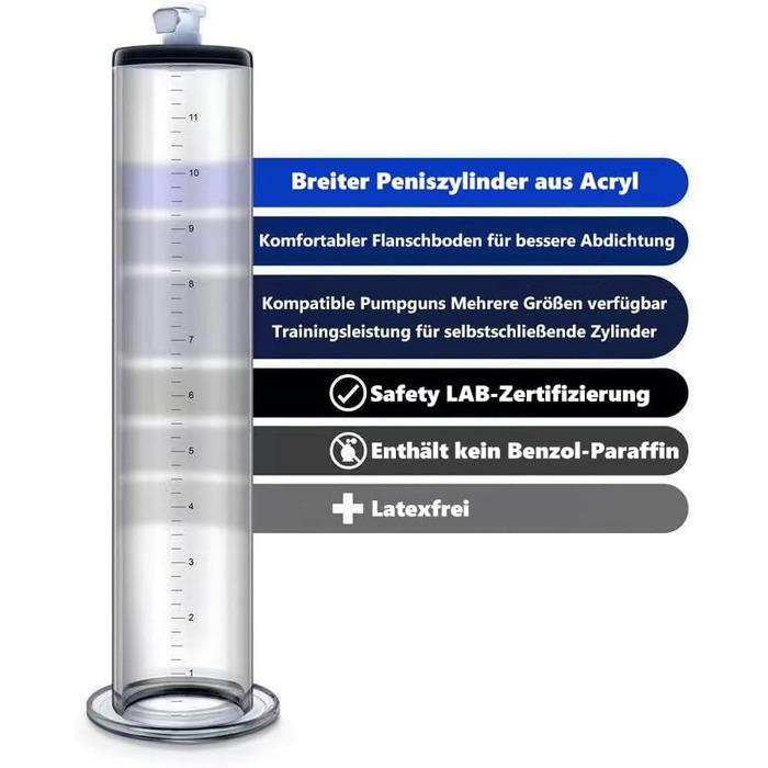 Аксесуар для помпи для пеніса Hmxseu: прозоре трубкове кільце з маркуванням для збільшення та стимуляції пеніса (22.9*3.9 см)