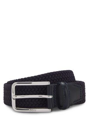 Чоловічий текстильний ремінь BOSS Clorio Sz30 з шкіряними деталями, темно-синій (Navy410), 110 см