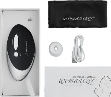 Womanizer PRO W500 - жіночий вібратор, стимулятор клітора, GOLD EDITION, чорний, хром