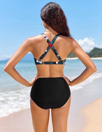 Бікіні жіночий комплект Nadeer: сексуальний V-подібний виріз, push-up, двочастинний, кросовер, висока талія, пляжна мода, рожево-блакитний (S)