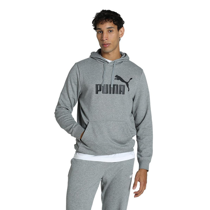 Чоловічий худі Puma ESS No. 1 Logo Hoodie з капюроном, сірий меланж (Medium Gray Heather), розмір XL