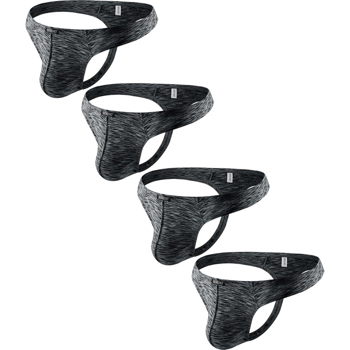 Танга чоловічі iKingsky, чорні, 4 шт. у пакунку, низька талія, швидковисихаючі