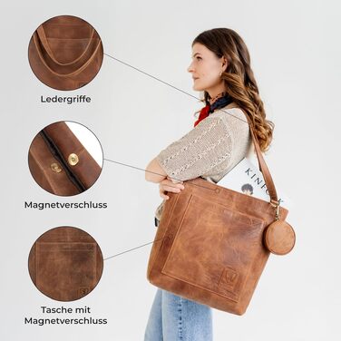 Жіноча шкіряна сумка-шопер Berliner Bags Vintage Seville, сумка з ручками в кольорі Camel