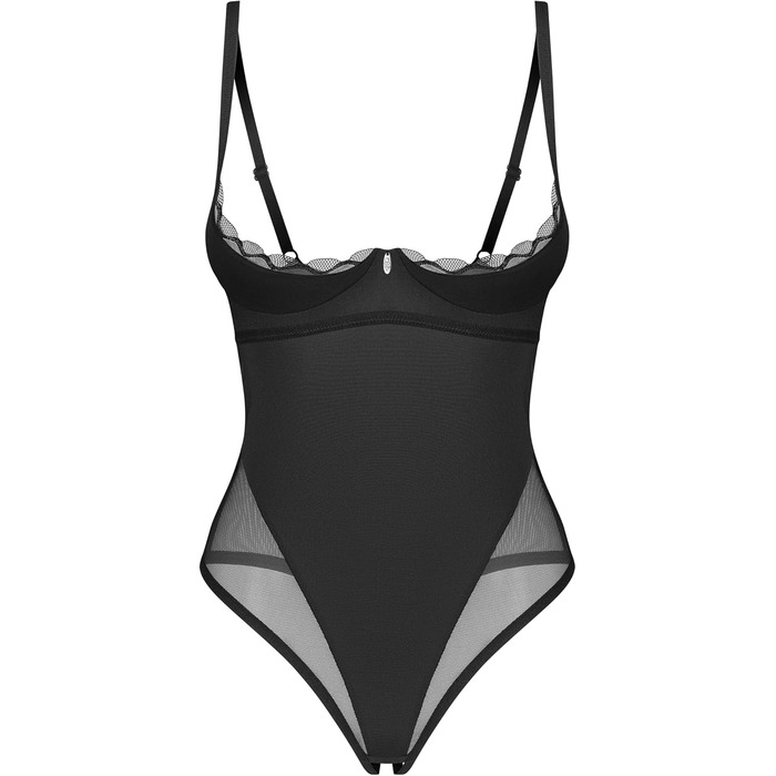 Сексуальний жіночий комплект нижньої білизни Selente Love & Fun: боді/відкритий боді/бодісток та сатинова маска для очей, чорний сітка, S-M, виготовлено в ЄС