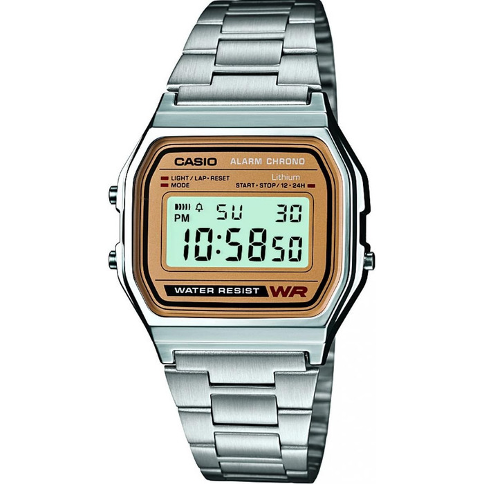 Наручний годинник Casio Collection Unisex Retro A158WEA (Сріблястий/Золотий)