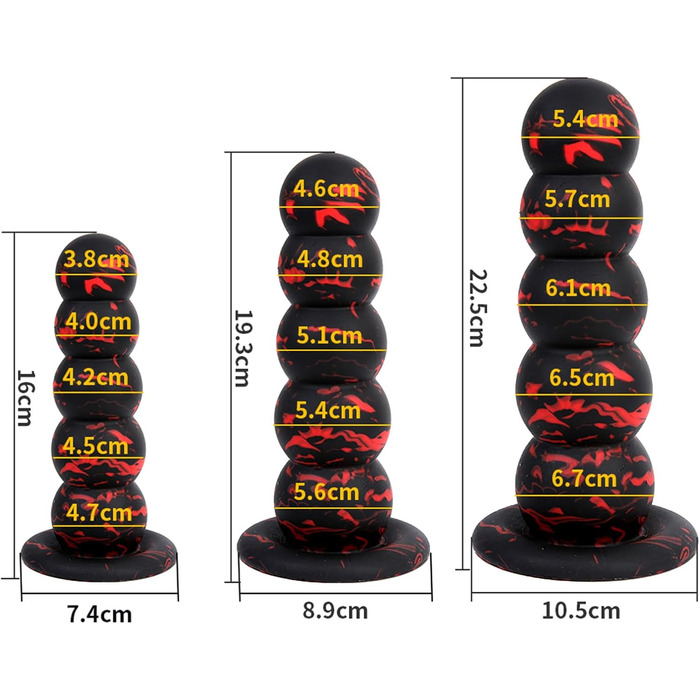 Анальний плаг з силікону ZTHBYSB 5 перлин, S/M/L, великий анальний м'яч, секс-іграшка для жінок та чоловіків, тренажер анусу, масажер простати, дилататор, чорний, L