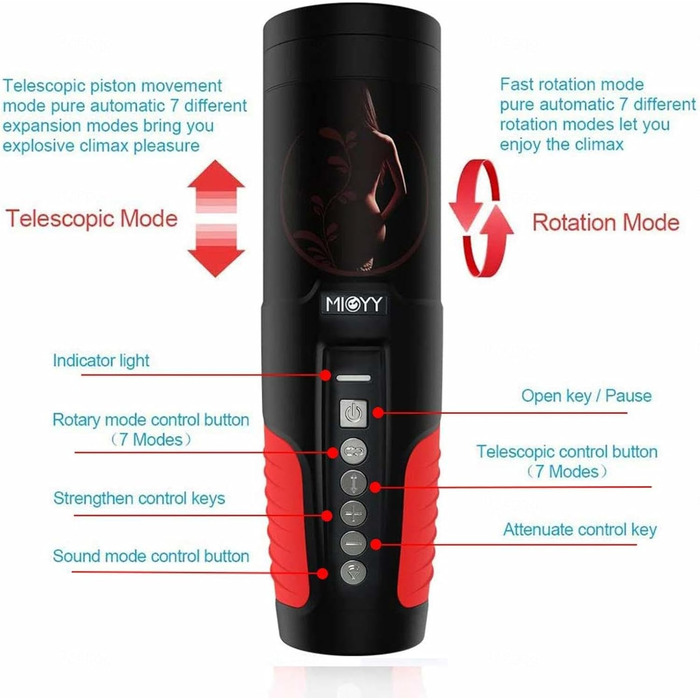 Автоматичний чоловічий мастурбатор з 7 функціями телескопічного витягування та режимами обертання | Масажер для чоловіків