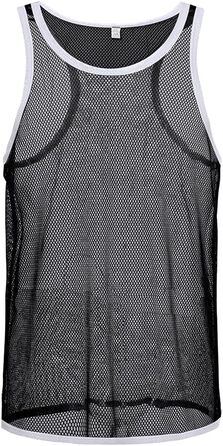 Чоловіча футболка BIATWOWR з прозорими рукавами, тонка майка, чорна (XL)