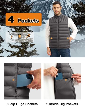 Чоловіча стібана жилетка donhobo, компактна демісезонна пуховика-жилетка (3XL, темно-сіра)