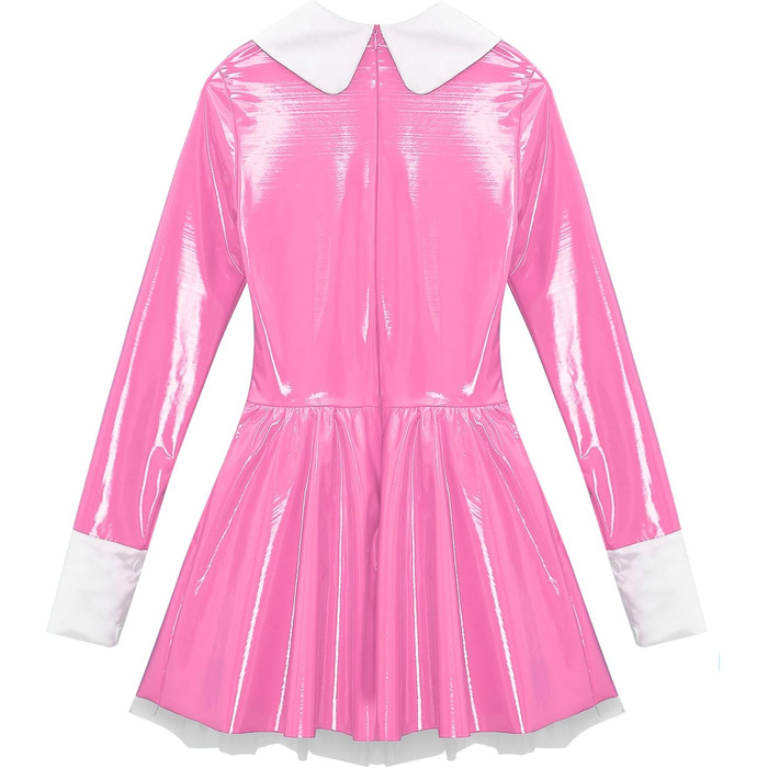 Демімейдова сукня Alvivi з ефектом вологого блиску, шкіряне міні-плаття, готичний стиль, костюм покоївки, карнавальний костюм, Хелловін, вечірка (XL, D Рожевий A)