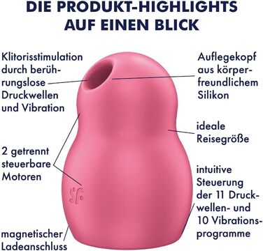 Вібратор Satisfyer Pro To Go 1 | Подвійний мотор | Компактний та перезаряджуваний | Водостійкий (IPX7) | Вібратор-імпульсна хвиля червоного кольору | Інтимна іграшка для жінок, універсальний розмір