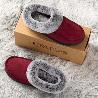 Жіночі домашні капці-мокасини ULTRAIDEAS, винний колір, розмір 38/39 EU