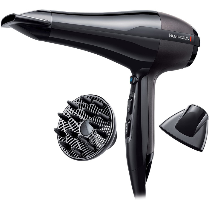 Професійний фен для волосся Remington Ionen Pro-Air AC5999 (2300 Вт, AC-мотор, іонізація, 3 режими температури, 2 швидкості, з дифузором та двома насадками-концентраторами)