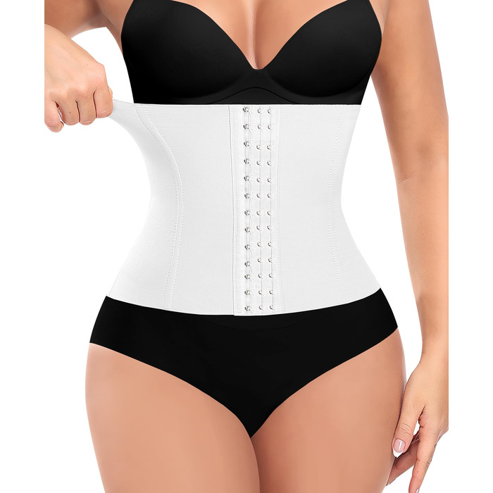 Корсет для талії жіночий, вашіння живота, модель Mieder, корсаж Shapewear, з 3 рядами гачків, 7 сталевих кісток, білий, 24.5 см, XXL