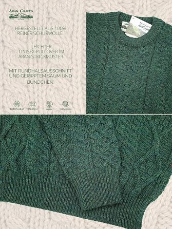 Жіночий в'язаний светр Aran Craft Iricher з круглим вирізом, 100% чиста шерсть, чорний, розмір M
