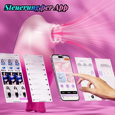 Вібратор Sexspielzeug для жінок 2-в-1: тихий, потужний, з 10 функціями (смоктання, облизування), керування через додаток, стимуляція клітора та сосків, рожевий
