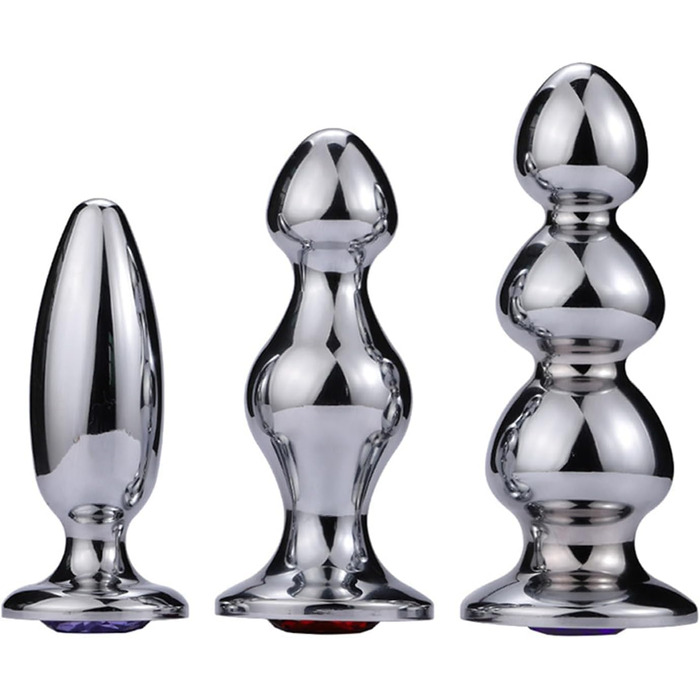 Анальний масажер Qodpxxi 3 Stile Extra Lang з металу з діамантовою основою. Стимуляція G-точки, масаж простати. Іграшки для дорослих, унісекс.