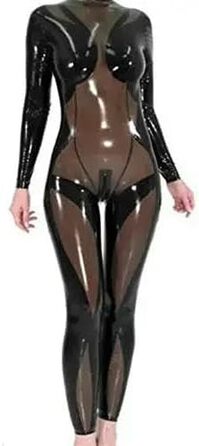 Костюм-комбінезон з латексу GAYLOP 100% Gummi, чорний, сексуальний, нарядний, для косплею, вечірки, розмір XS-XXL, 0.4mm, M