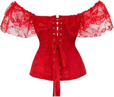 Жіночий корсет-топ CKJ Corage у стилі піратів/готика: вінтажний дизайн, великі розміри, червоний (M)