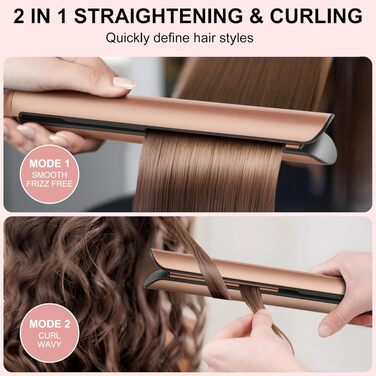 Випрямляч для волосся Ceramic Straight 2 в 1: керамічний випрямляч та плойка для гладкого і блискучого волосся, універсальна напруга, чорний