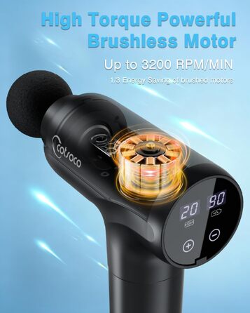 Перкусійний масажер Massage Gun з LED-дисплеєм, електричний масажний пістолет для м'язів (20 швидкостей, 9 насадок), сірий
