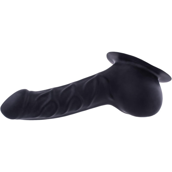 Латексний пеніс-чохол TOYLIE, 14 см, чорний, з платформою для кріплення до латексу - реалістичний дизайн, з мішком та головкою, MADE IN GERMANY