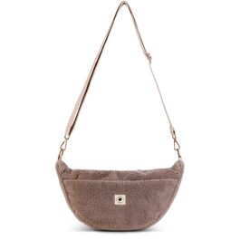 Жіноча сумка-кросбоді Teddy Moon Bag SMALL плюшева, маленька сумка через плече з кишенями та регульованим ременем, колір Taupe