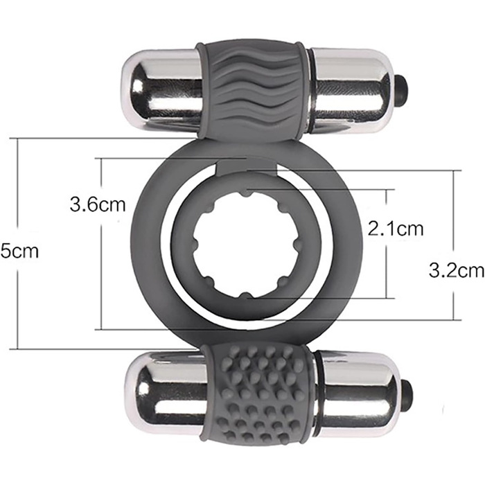 Вібраційний кільце для пеніса з силікону, подвійний кільце для яєчок, 2 міні-вібратори, кільце для статевого члена, вібратор для чоловіків, стимулятор, секс-іграшка для пар